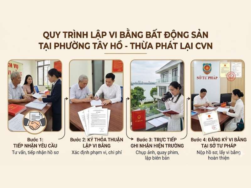 Tư Vấn Lập Vi Bằng Bất Động Sản: Sổ Đỏ & Đất Không Sổ Tại Phường Tây Hồ, Hà Nội 3 Thủ tục triển khai lập vi bằng bất động sản (sổ đỏ & đất không đỏ) phường Tây Hồ, Hà Nội Của Thừa Phát Lại CVN